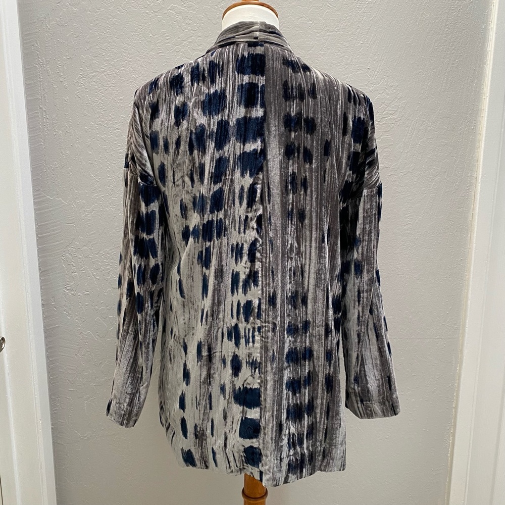 J Jill Velvet Open Jacket Blazer Kimono Nickel Blue Long Sleeve XS NWT - Picture 2 of 12